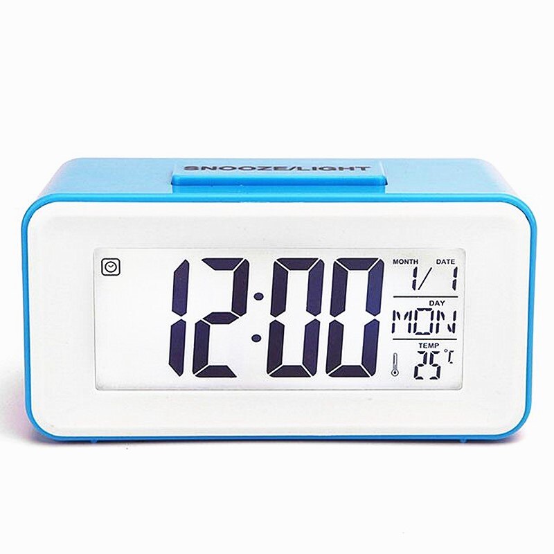 1PC Electronic Table Calendar LCD Desk Timer Digital Led Alarm Clocks Student Clocks With Week Snooze Thermometer: 1PC Blue