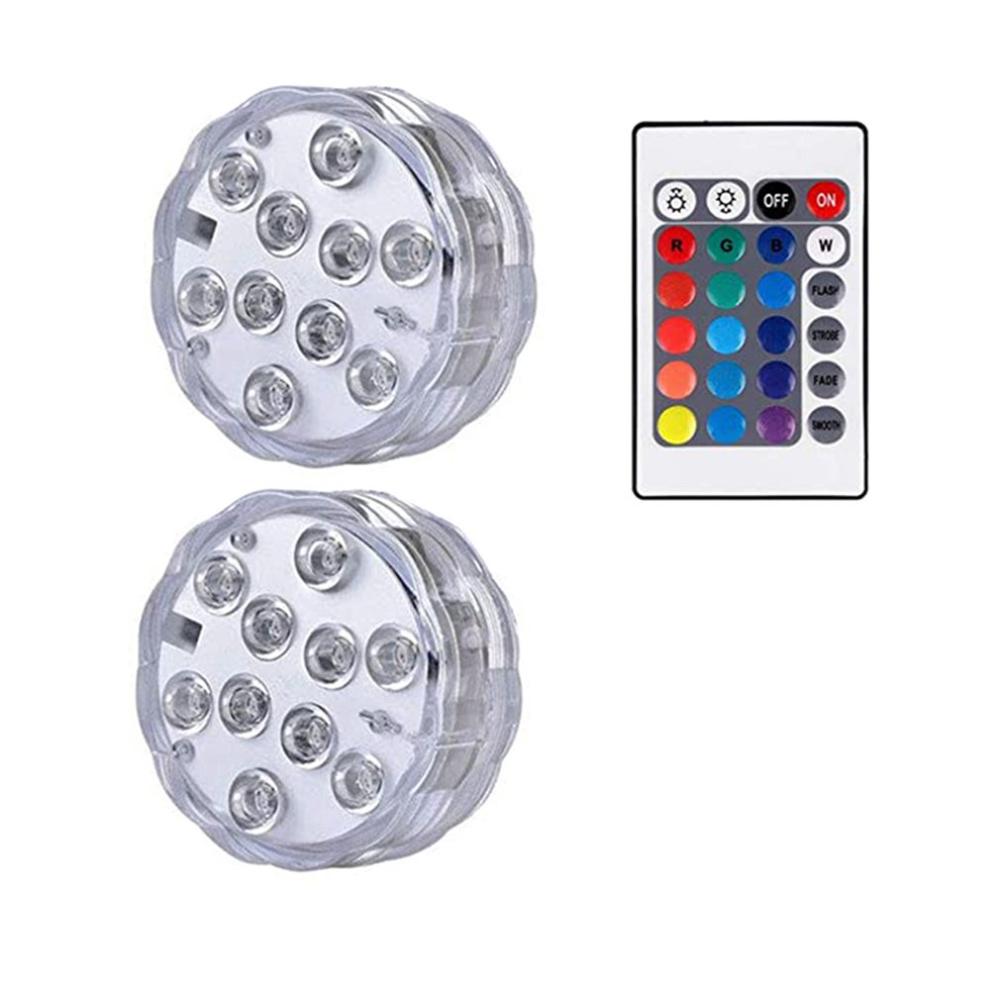 10 Led Remote Controlled RGB Submersible Light Battery Operated Underwater Night Lamp Outdoor Vase Bowl Garden Party Decoration