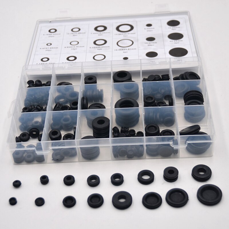 250Pcs Rubber Grommet Firewall Hole Plug Set Electrical Wire Gasket Assortment