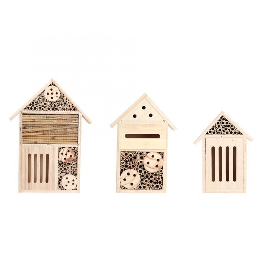 Garden Outdoor Wooden Insect Bee House Wood Bug Room Shelter Nesting Box Decoration Insect Cage