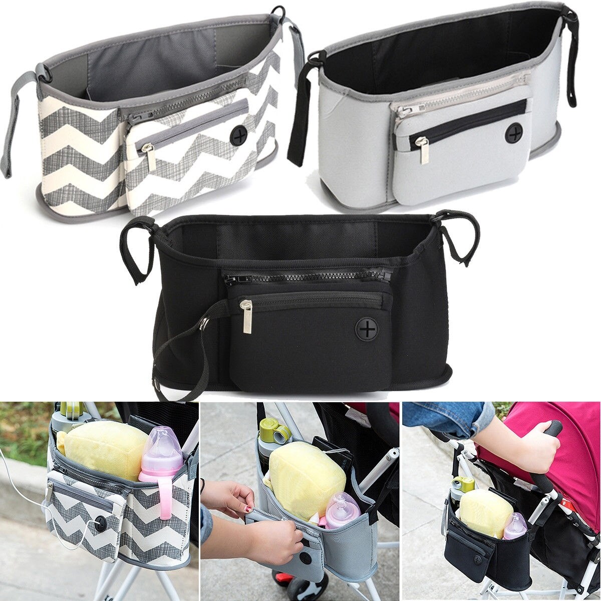 Barn barn nylon barnevogn buggy babyvogn oppbevaringsveske barnevogn kopp vogn arrangør mumieveske