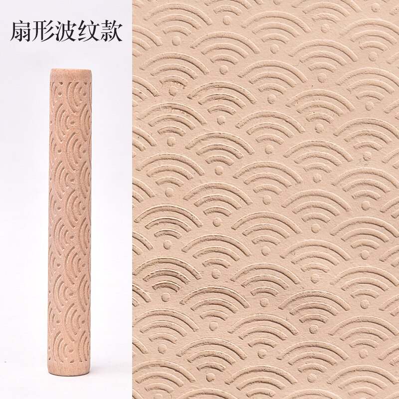 Aardewerk Gereedschap Houten Textuur Modder Roll Embossing Stick Patroon Rolling Modder Stok Klei Board Printing Textuur Houten Stok: H