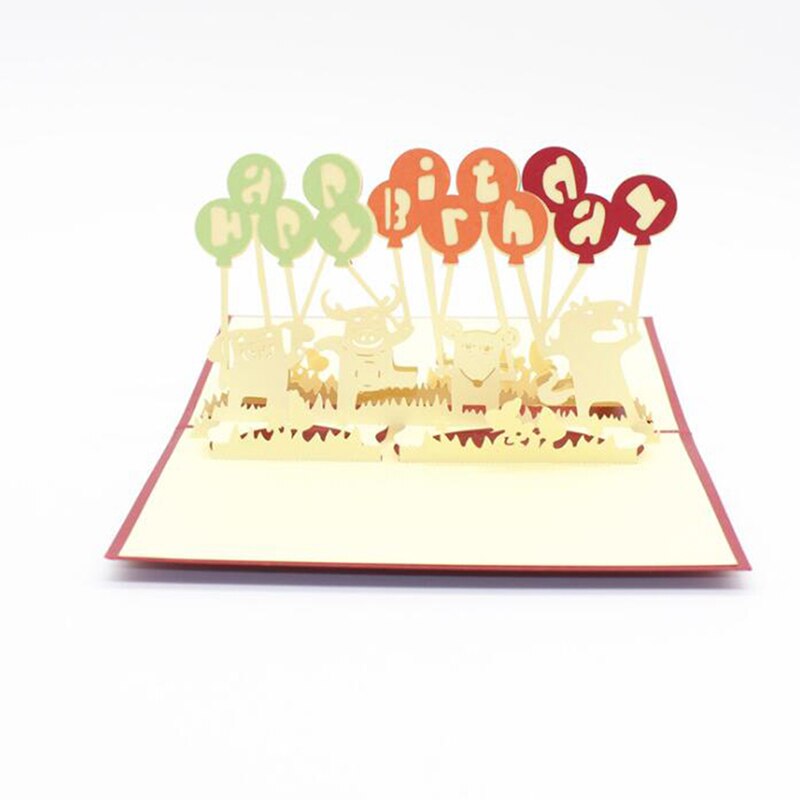 3D Cute Pop-Up Cards Happy Birthday Card For Kids Baby Shower Wife Husband Women Cartoon Hand-cut Paper Carving: style2