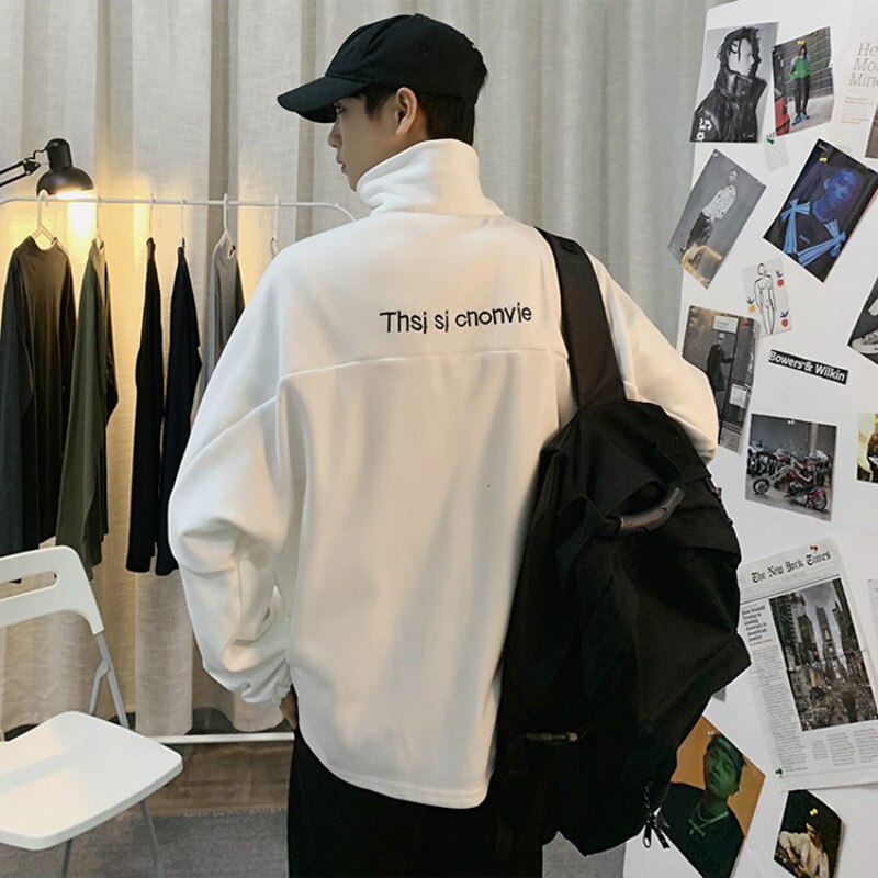 Men No Hat Hoodies Sweatshirts Winter Fleece Male Tops Couple Unisex Print Simple Harajuku Ins Korean Ulzzang Swag Daily