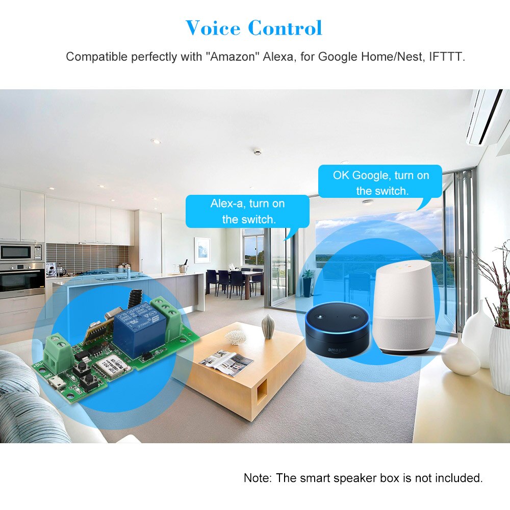 eMylo Mini-relaisschakelaar, wifi, intelligente afstandsbediening, draadloze lichtschakelaar, wifi, AC 220 V, 2 versnellingen, geïntegreerde schakelaar, relaismodule, 16 A, timer, doe-het-zelf eMylo Mini-relaisschakelaar, wifi, intelligente afstandsbediening, draadloze lichtschakelaar, wifi, AC 220 V, 2 versnellingen, geïntegreerde schakelaar, relaismodule, 16 A, timer, doe-het-zelf