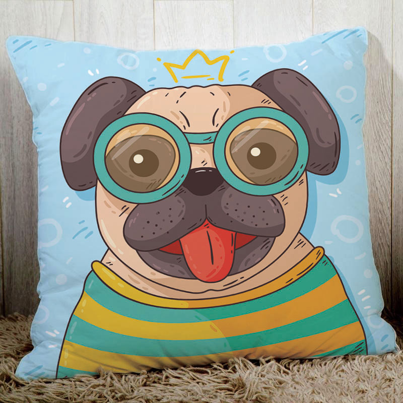Härliga hundar hem dekorativ kudde 45 x 45cm polyester persika fiber sängkläder örngott söt fransk bulldog mops tryckt  n6: N6 59