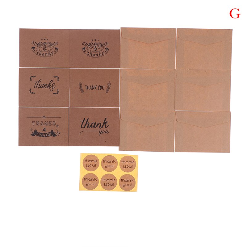 18 stuks bedankkaartjes, kraftpapier enveloppen, zegelstickers, mini-stickers voor bruiloftsfeestjes, bruine papieren kaart en enveloppen: G