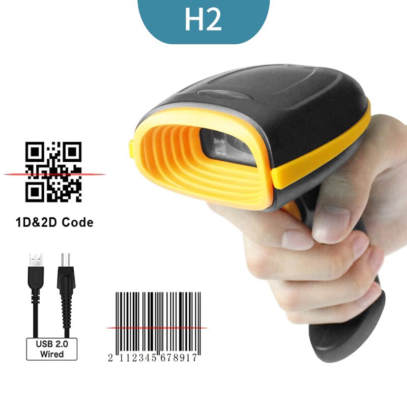 Wireless Wired Handheld Bluetooth Barcode Scanner 1D/2D QR Bar Code Reader for Inventory POS Terminal