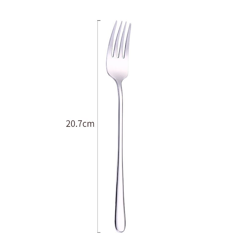 Vacclo 304 Stainless Steel Dinner Fork Tableware Gold-Plated Magic Fork Colourful Dessert Fork With Long Handle Drinking Tools: silver