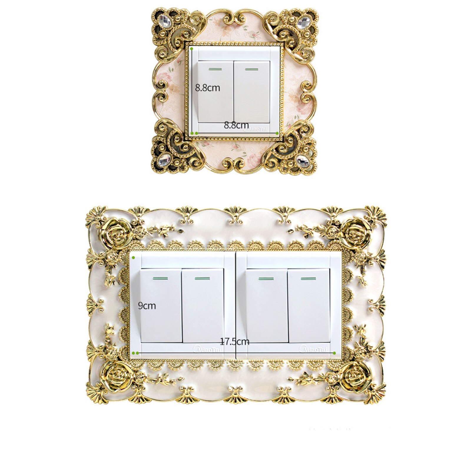 18 Stijlen Europese Stijl Draagbare Socket Decals Schakelaar Luxe Vierkante Kant Lichtschakelaar Cover Pastel Home Decor 1 Stuk