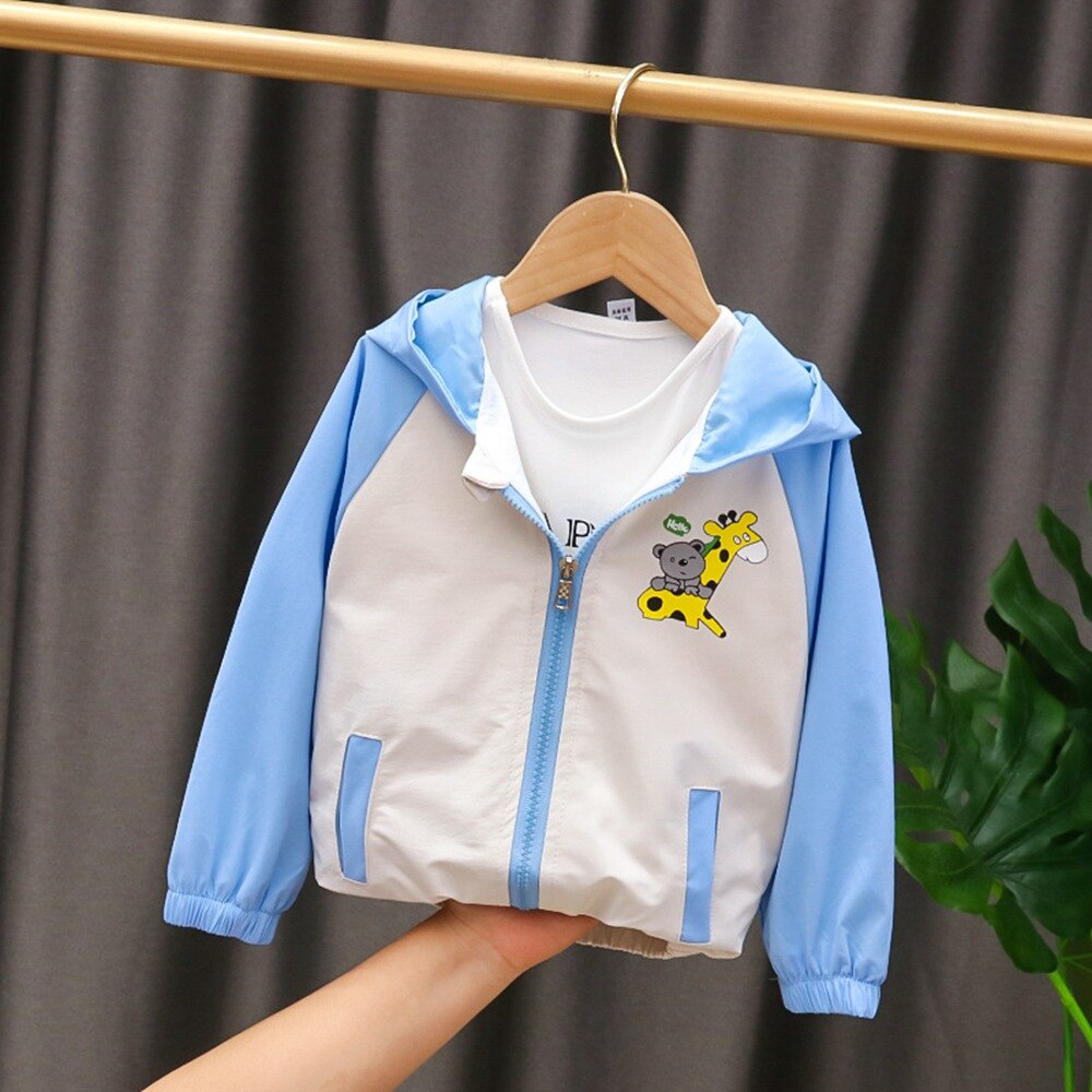 Casual Baby Jongens Jas Cartoon Giraffe Hooded Herfst Rits Vesten Jassen Kinderen Kids Zuigelingen Uitloper Casaco S11054: Blue / 18m