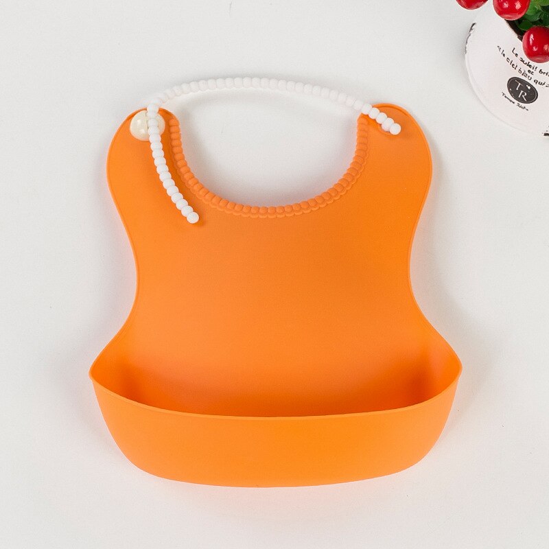 Ideacherry Jungen Mädchen Kleinkinder Silikon Fütterung Baby Lätzchen Wasserdicht Mittagessen Lätzchen Baby Speichel Handtuch Cartoon Schürzen Baby Zubehör: Orange