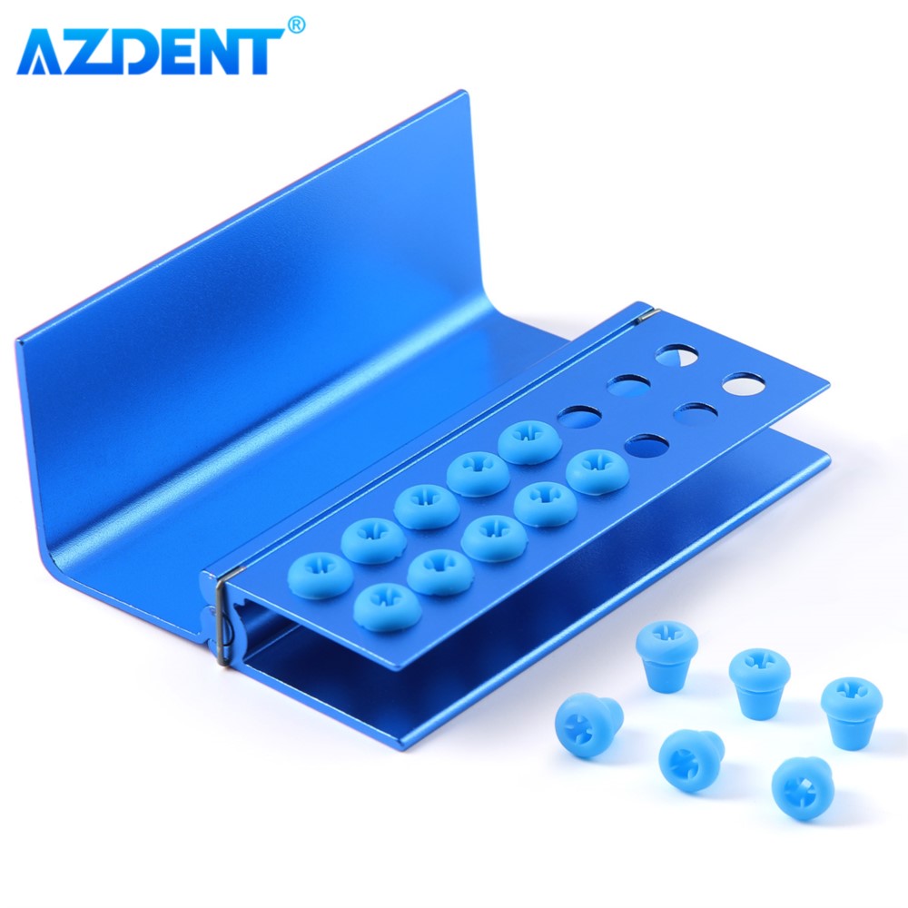 Azdent dental bur caixa burs titular 10/16 furos com silicone para fg ra bur ferramentas odontológicas