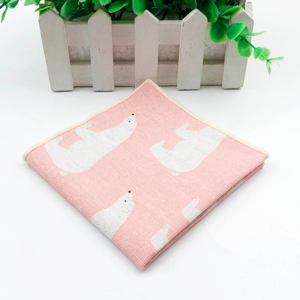 Mannen Vintage Stijl Vlas Linnen Zakdoek Egel Boot Beer Walvis Pocket Plein Zakdoeken Handdoek Toevallige: 14