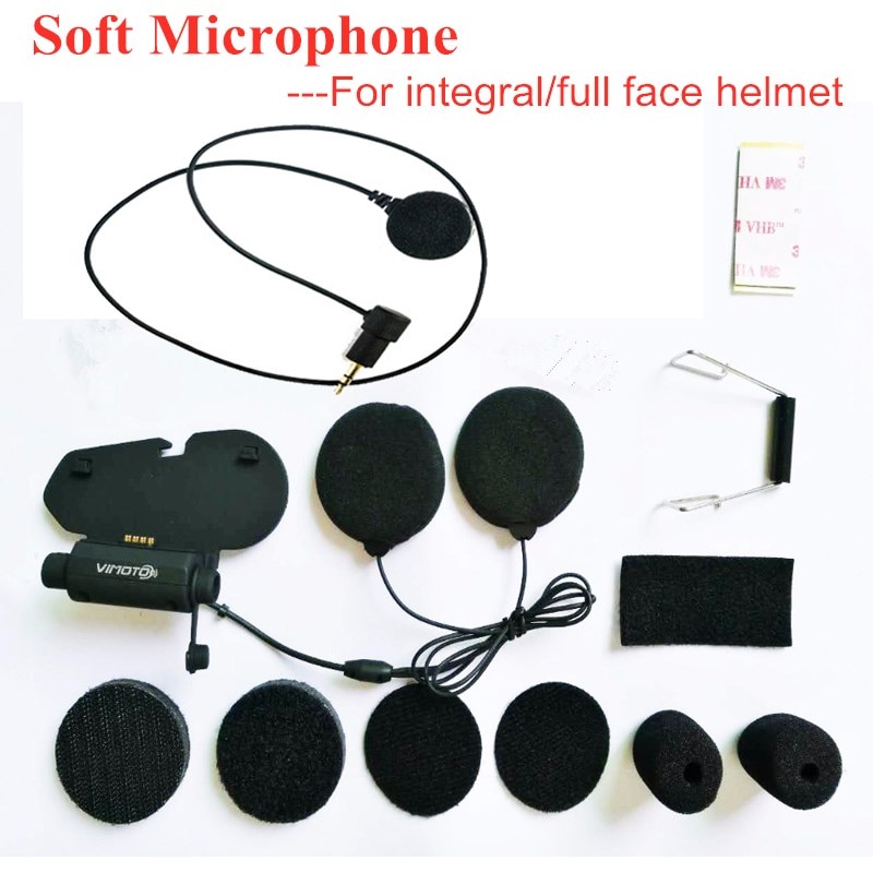 Originale vimoto  v3 v6 mikrofonsæt tilbehør hjelme bluetooth headset base blød øretelefon ørestykket mikrofon til hel ansigt hjelm