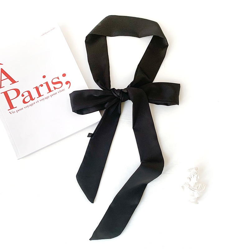 Zijde Tas Sjaal Lady Solid Lange Skinny Sjaals Haar Hoofdband Vrouwen Foulard Lady Wraps Tie Lint Accessoires