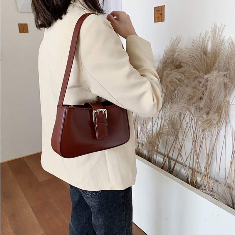 Luxury PU Leather Women Bag Vintage Handbags Baguette Shoulder Bags Casual Mini Evening Clutch Tote Female Simple