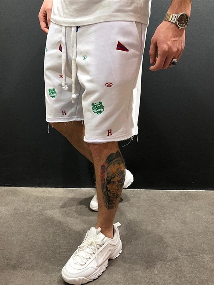 Kesäiset miesten shortsit rennot löysät lyhennetyt housut urheilushortsit löysät neulotut suorat vapaa-ajan housut puuvilla lyhyet housut 4xl