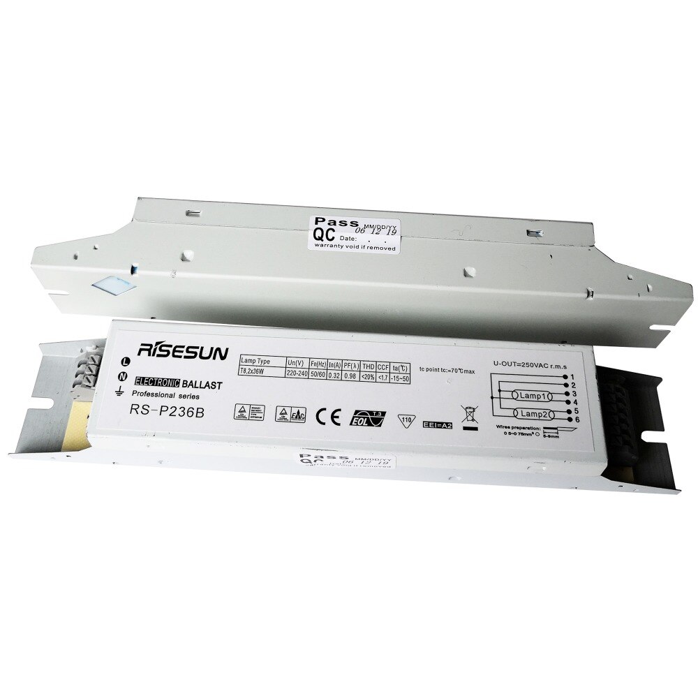 2pcs 110V/220V 50-60Hz 2X36W T8 2 Lamp Electronic Ballast RS-EU236B RS-P236