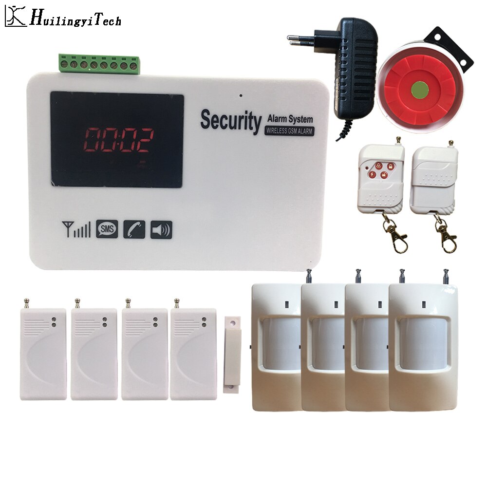 Home Security System Android IOS APP Control Wireless GSM Alarm SMS Alarm House Burglar Protect Alarm System: B120-4p4d / EU Plug / English