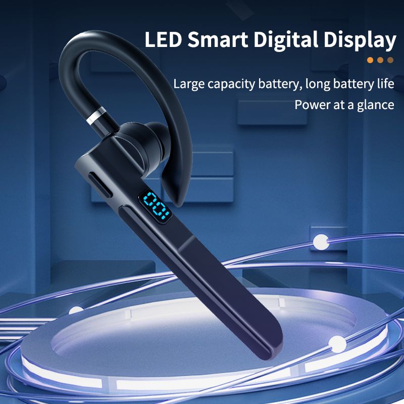 Trådlösa bluetooth-hörlurar med 5.3 enkla hörlurar och hd-mikrofon, stereoheadset, handsfree-samtal, affärshörlurar för sport, bilkörning och resor