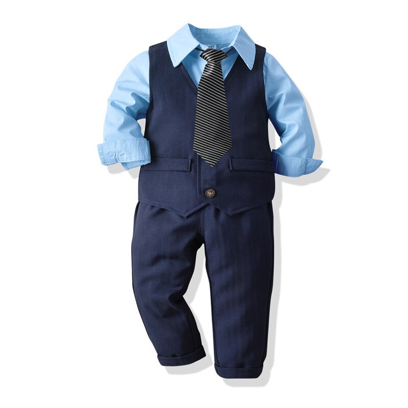 Drenge & #39 ;s kjole jakkesæt formelt tøj langærmet skjorte butterfly vest bukser 4 stk/sæt gentleman stil toppe bukser til børn børn