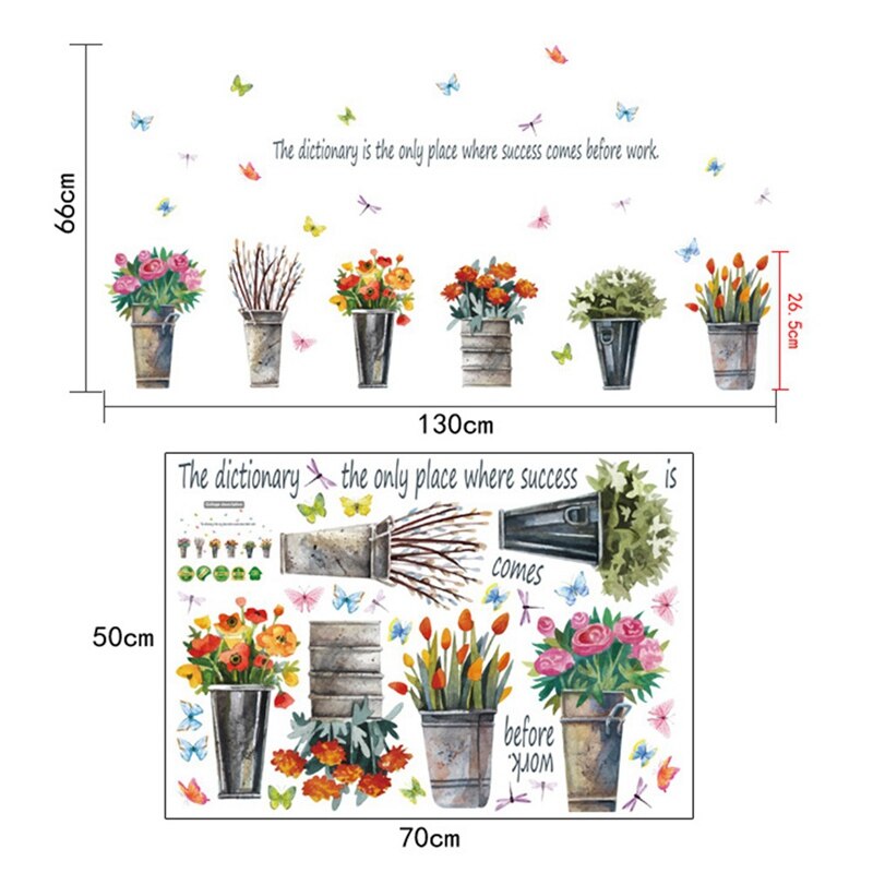 DIY Potted Flower Pot Butterfly Wall Stickers Kitchen Window Glass Bathroom Decals Waterproof Wall Sticker Hallway Home Decor