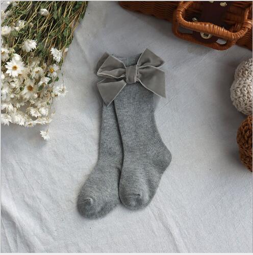 0-5 Jaar Herfst Winter Kinderen Meisjes Boog Tube Sokken Pure Kleur Kids Flanel Kids Sok: 2 / 1-3 year