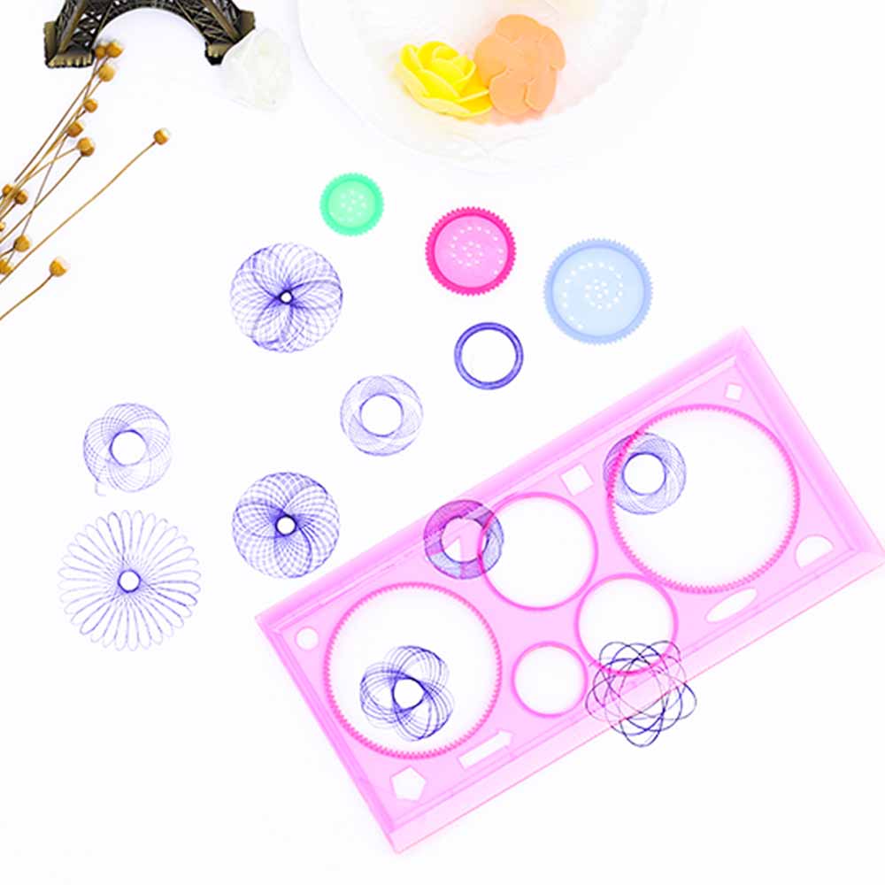 Pintura multifunción rompecabezas espirógrafo regla geométrica herramientas de dibujo Kawaii Plantilla de círculos para niños dibujo