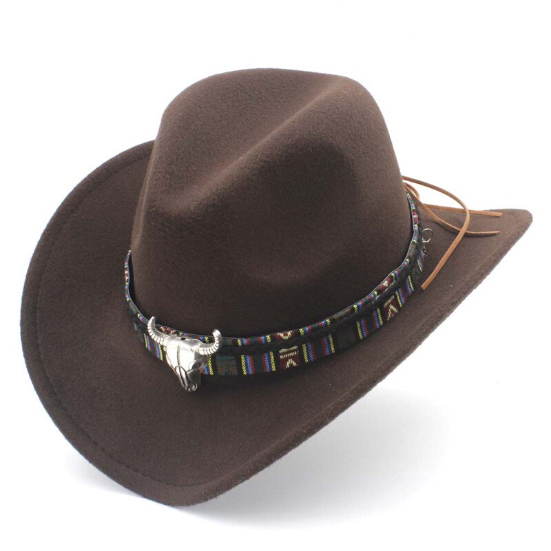 Vrouwen Wol Hollow Western Cowboy Hoed Roll-Up Wide Brim Lady Cowgirl Jazz Paardensport Sombrero Cap Met Kwastje Tauren lint