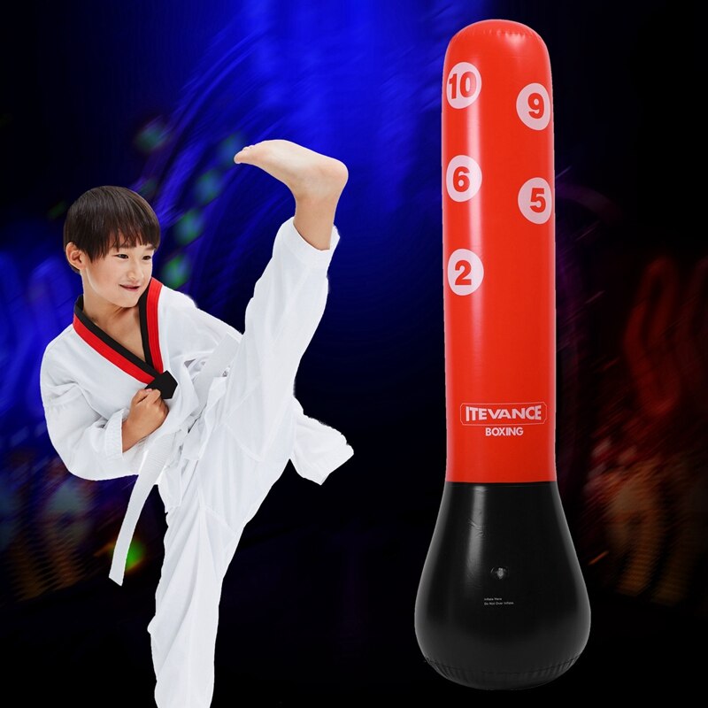 ITEVANCE Standing Punching Bag Inflatable Kids Punching Bag with Stand for Practicing Karate Taekwondo MMA Fitness Kids Adults