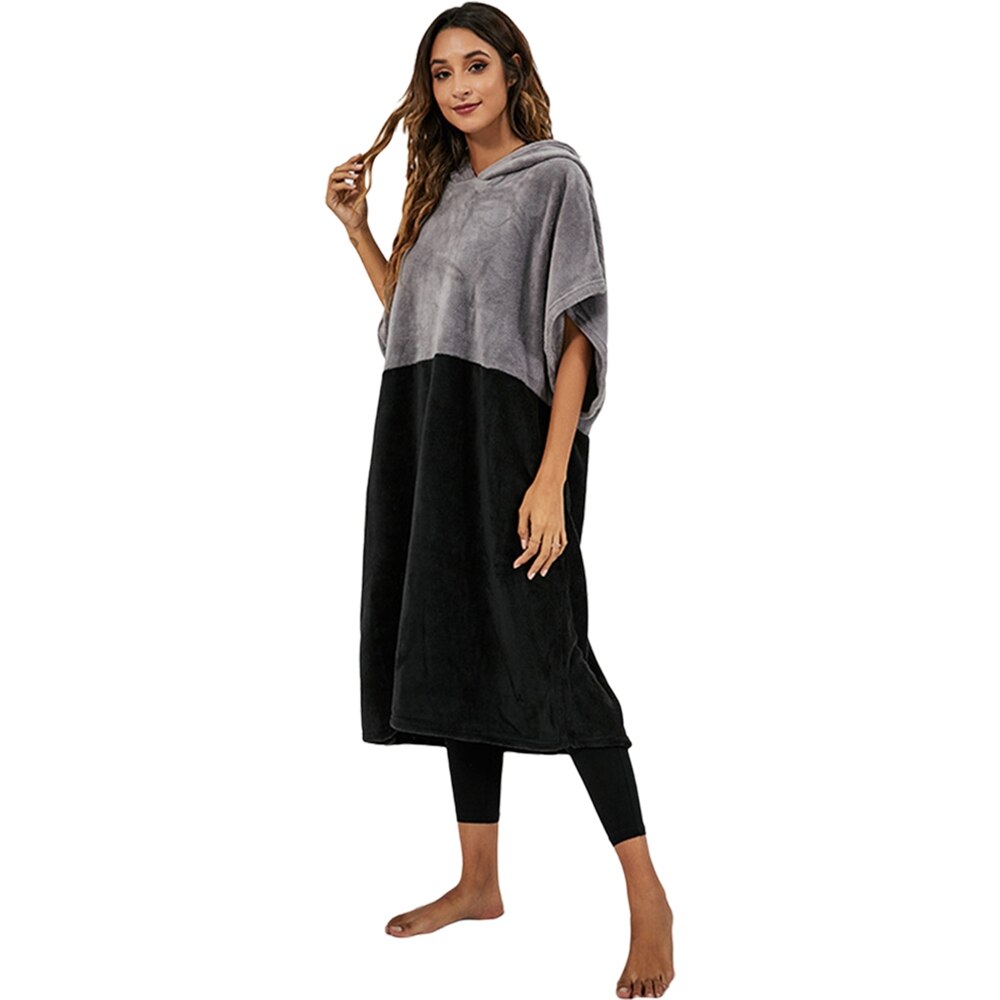 Toalla de playa con capucha gruesa Extra grande para mujer, Poncho de Surf con contraste de Color, secado rápido, toalla de microfibra, FGRTSD1