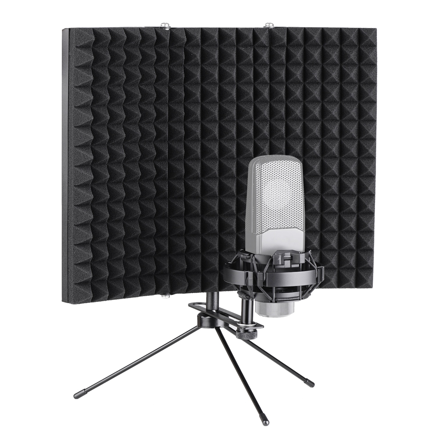 Studieoptagelse mikrofon isolering skjold filter mikrofon vindskærm med høj densitet skum stativ lyd