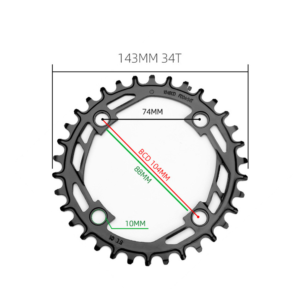 Plato ancho estrecho para bicicleta de montaña, piñón de acero, placa dentada, manivela 34/36/38T, monoplato, plato de ciclismo: Default Title