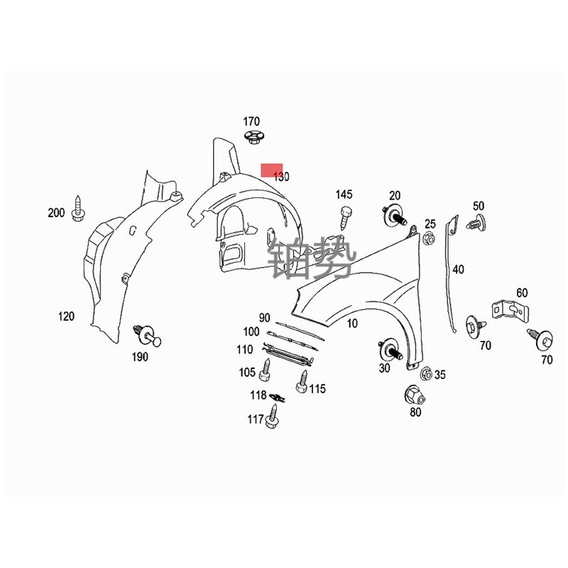 Cover, Voorspatbord Voering (Achter Sectie) -mer Ced Esb Enzb 180 B 200 B 150/B 160 B 170 / B 180 W245 A1696982730 /1696982730