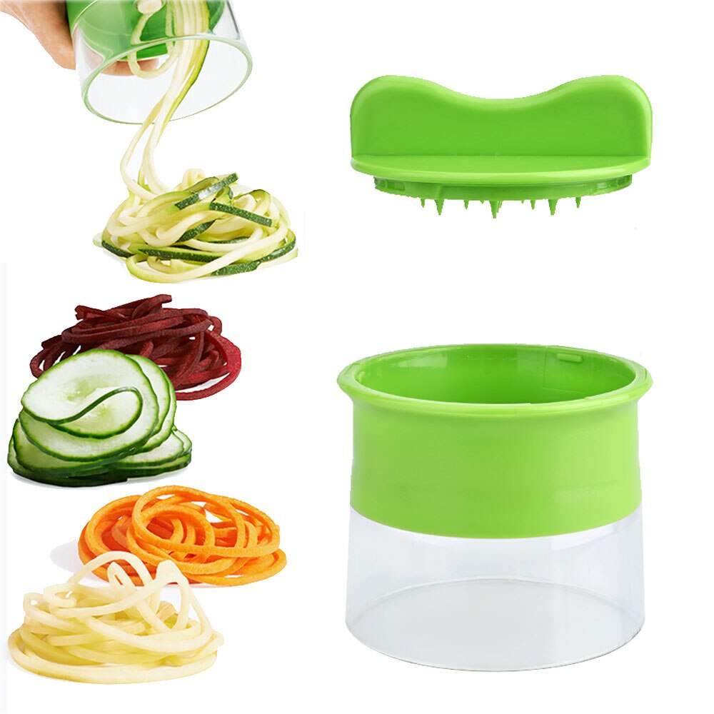 Rallador de mano cortador en espiral, zanahoria, pepino, Spirelli, cortador para fruta y verdura, ensalada, fideos de calabacín, máquina de espagueti, herramienta de cocina