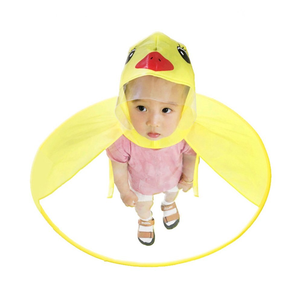 Impermeabile per bambini impermeabili UFO trasparenti mani libere pioggia bambino divertente anatra cappotto antipioggia copertura antipioggia resistente tenda per bambini