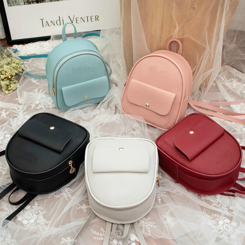 Mini Backpack Women PU Leather Shoulder Bag For Teenage Girls Kids Multi-Function Small Bagpack Female Ladies School Backpack