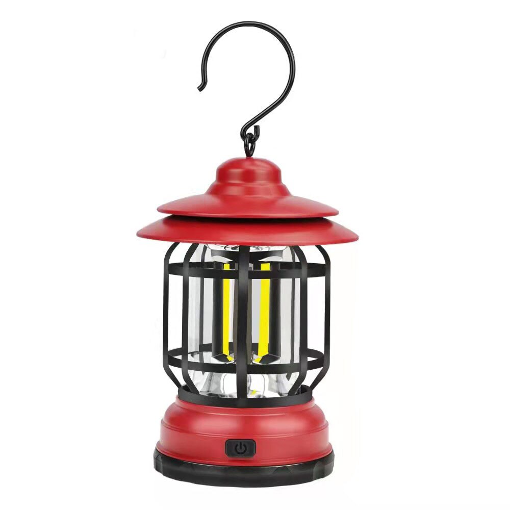 Retro Campsite Lantern COB Camping Light Can Rechargeable Portable Outdoor Tent Light Emergency Lamp Lantern Lighting Tool: Battery-A