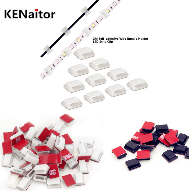 Zelfklevende Draad Bundel Houder Tie Mount Clip For10mm Breed Fix Led Strip Verlichting Connector Geschikt Led Strip Houder