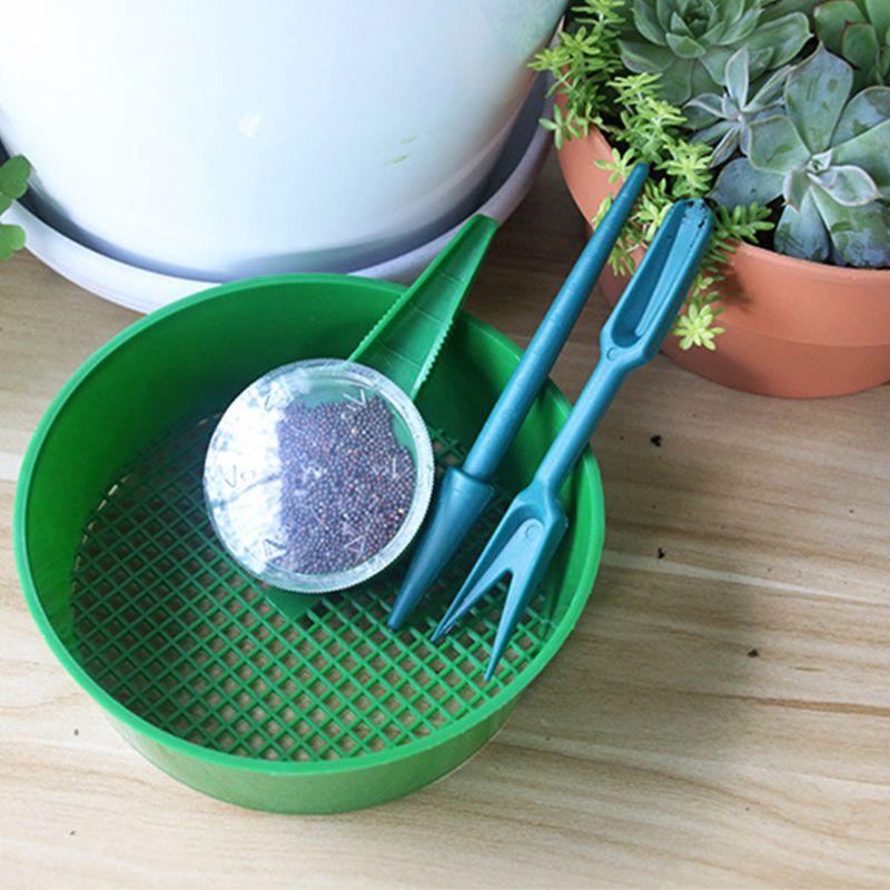 3 Pcs Garden Seed Sower Soil Screen Perforating Seedling Mini Hand Tool Plant Device Sets for Planting Loosening Soil