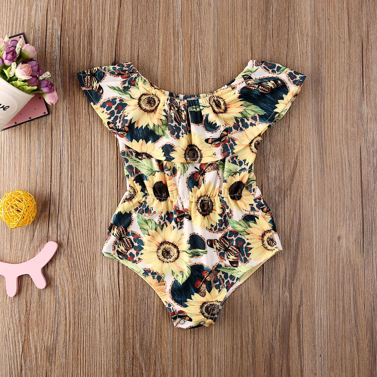 Børn baby pige blomsterprint i ét stykke badedragt børn flæser off shoulder bikini badetøj badestrandtøj 1-5y