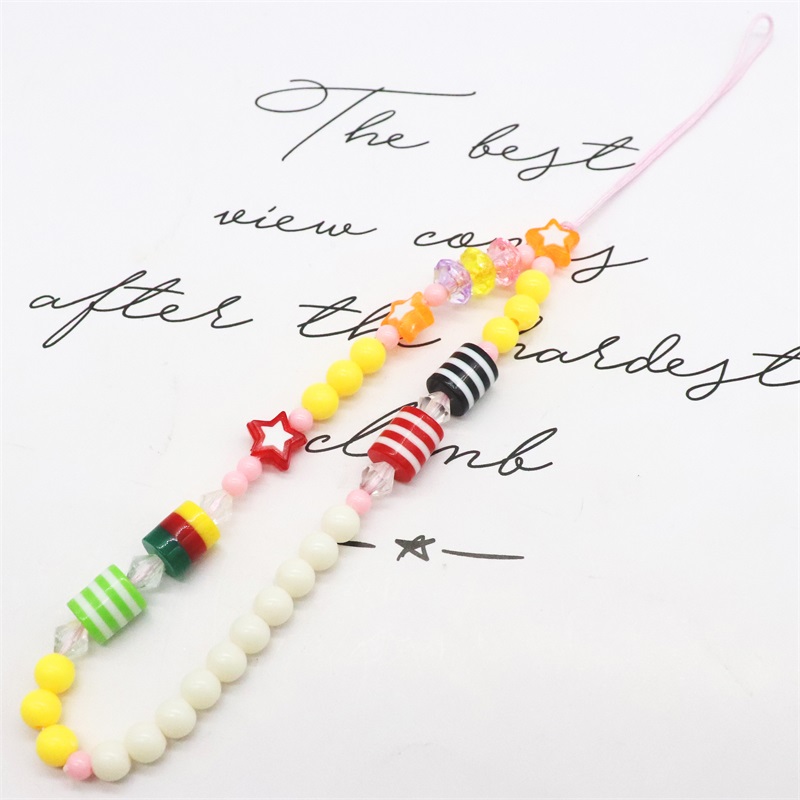 Blauwe Ster Bohemian Kleurrijke Zachte Klei Mobiele Telefoon Keten Voor Vrouwen Acryl Regenboog Keramische Liefde Kristal Kralen Mobiele ph: Black Gun Plated