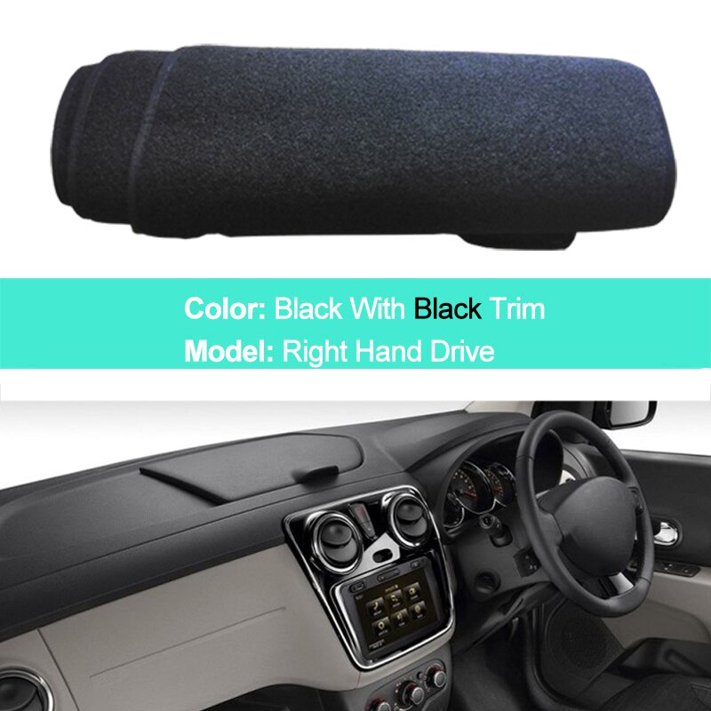 Car Auto Inner Dashboard Cover Dash Mat Carpet For Renault Dacia Lodgy Sun Shade Anti-Sun Cushion Cape Pad Protector: RHD Black