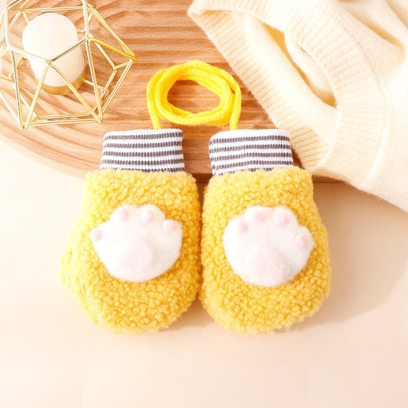 Warmom Karikatur Baby Fäustlinge Winter Warme freundlicher Baby Mädchen Handschuhe Acryl freundlicher Kleinkind Handschuh Handschoen Winter Handschuhe freundlicher 1-3Y: B Gelb
