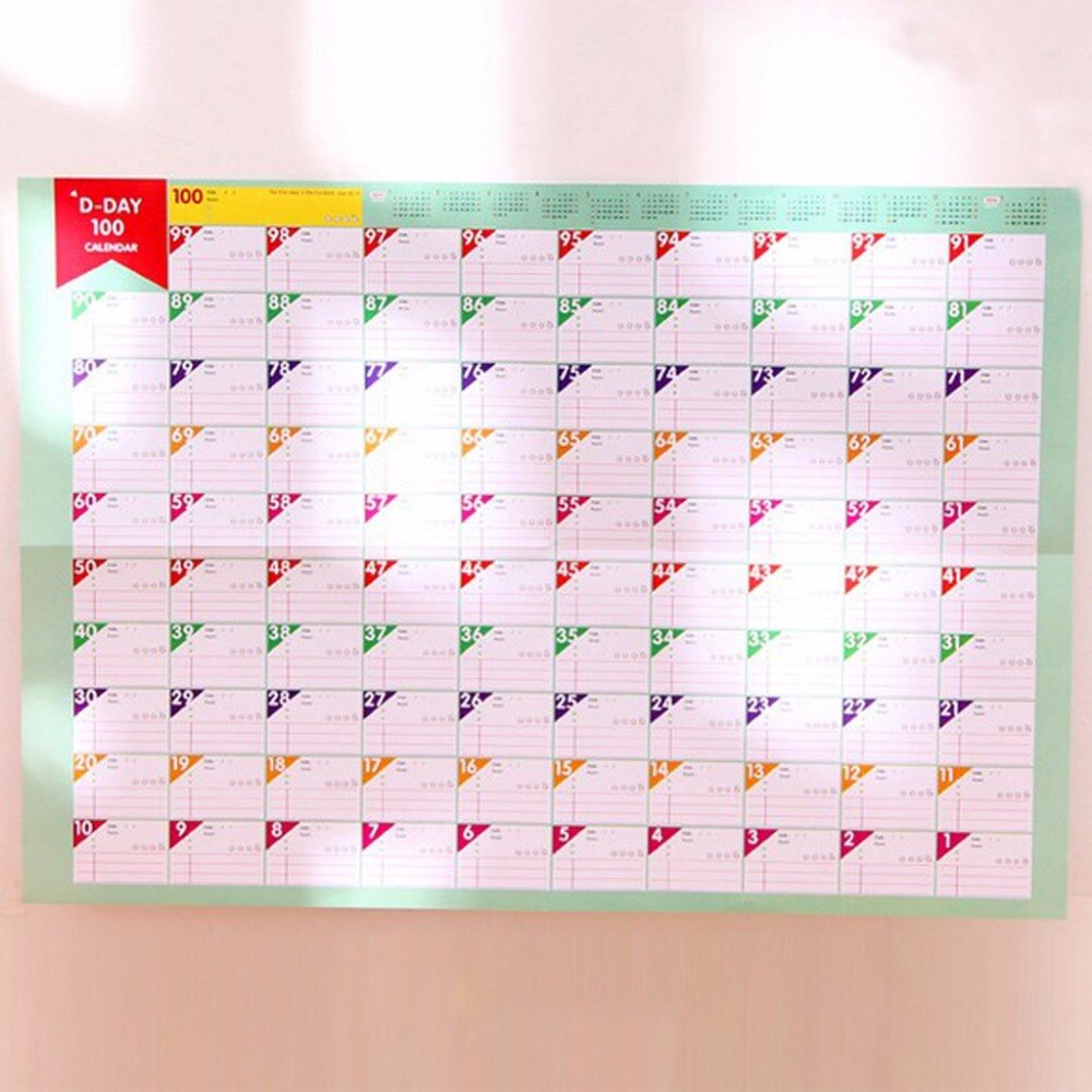 5 Pcs of 100-Day-Countdown Calendar and Planer and Schedule for School Stationery & Office Supply