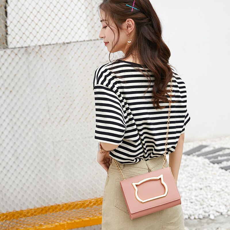 Kvinner skulderveske pu lærvesker kvinner vesker jenter tegneserie kattform klaff crossbody bag til jenter håndvesker