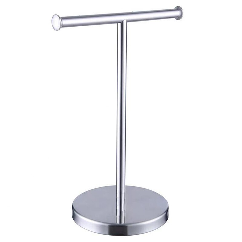 Movable Free-Standing Hand Towel Holder Standing Tree Rack 304 stainless steel Black Bath Towel Stand Bathroom Towel Hanger A: Brushed