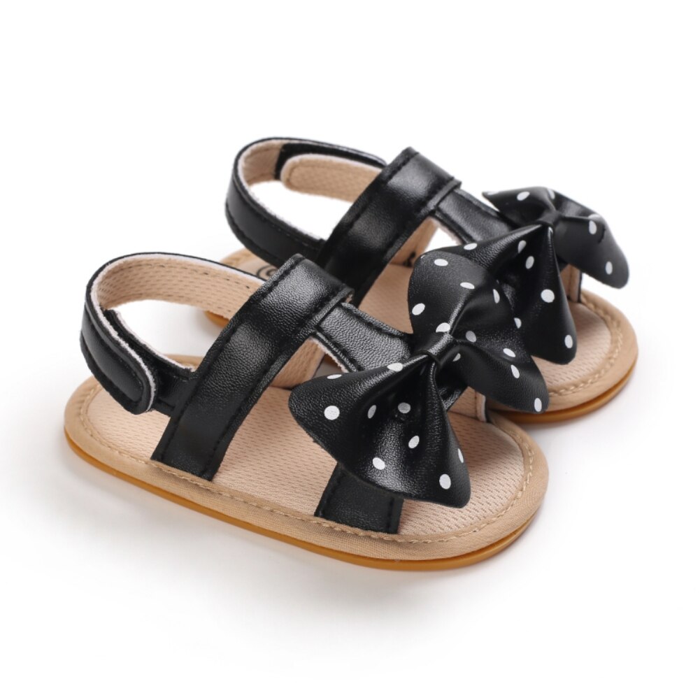 Zomer Baby Baby Meisjes T-Strap Sandalen Casual Strik Dot Strand Schoenen Anti-Slip Pu Lederen Prewalker Eerste wandelschoenen 0-18M: B / 13-18 months
