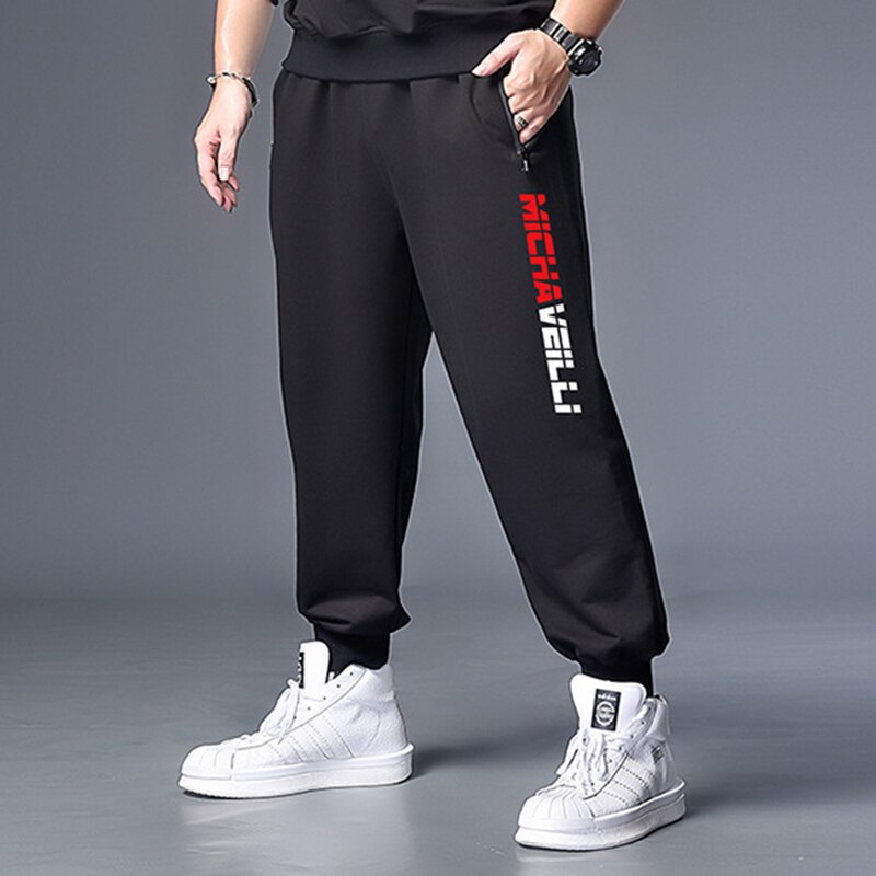 Casual Broek Losse Oversized L-5XL 6XL 7XL Grote Maat Mannen Elastische Broek Side Letters Jogging Joggingbroek Voor Mannelijke